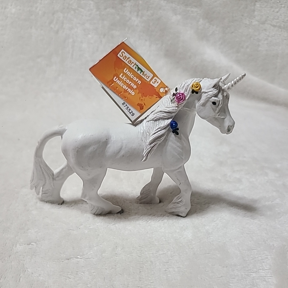 Safari Ltd Unicorn Horse Figure 4.5" White w Flowers 2008 Toy